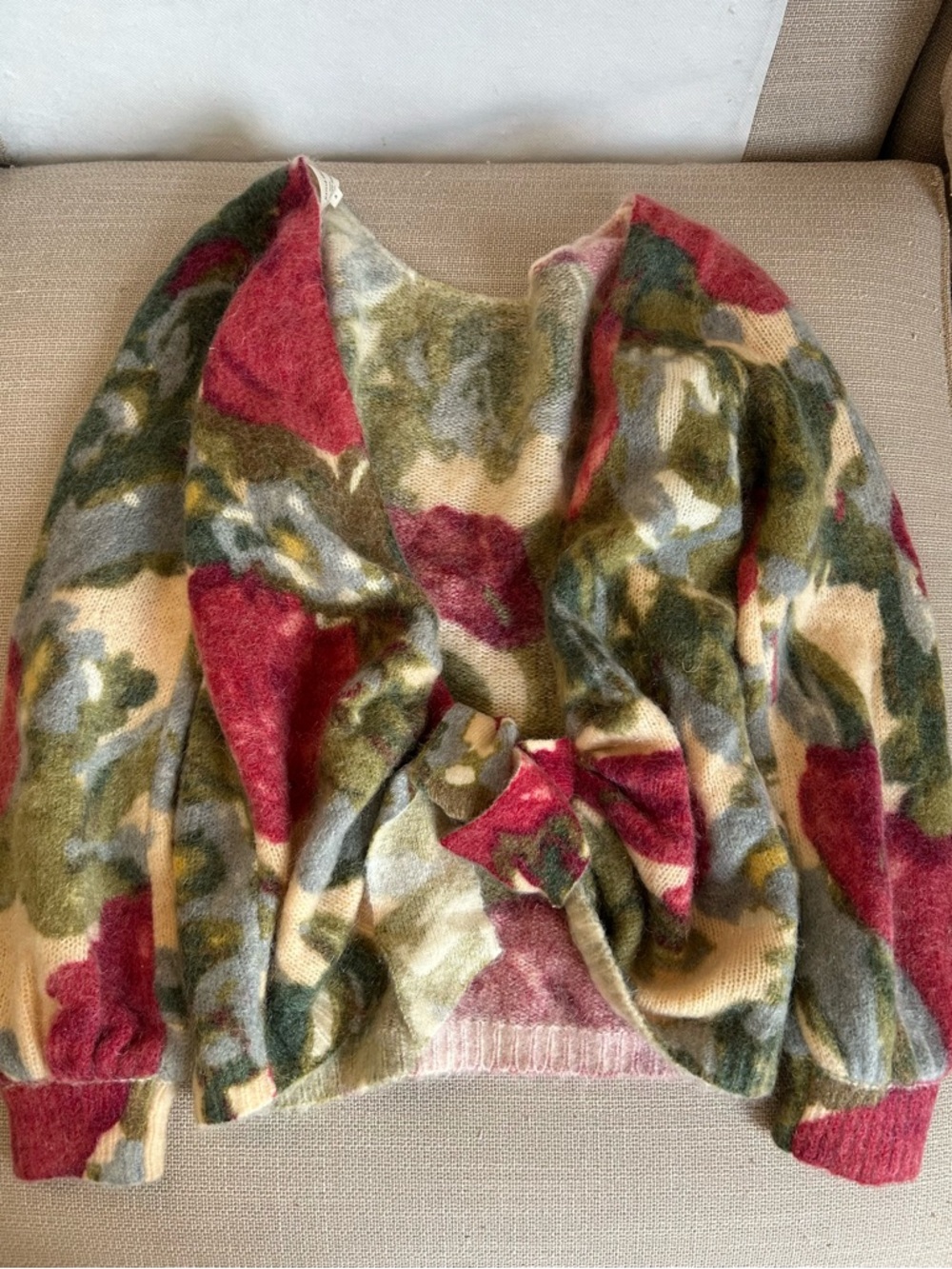 ✨ SALE✨ Sezane Alban Jumper Fleurs Velours Floral Mohair Sweater Knit French Sma - Picture 6 of 8